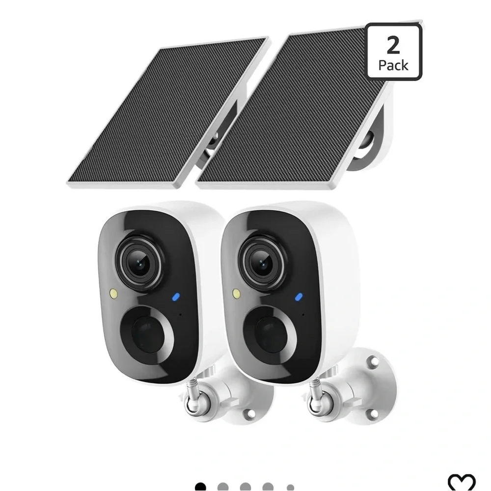 Outdoor Wi-Fi Security Camera 2-Pack with Solar Panels - White